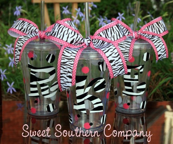 zebra tumblers Straw Print and 13 Tumbler Acrylic with Lid Zebra
