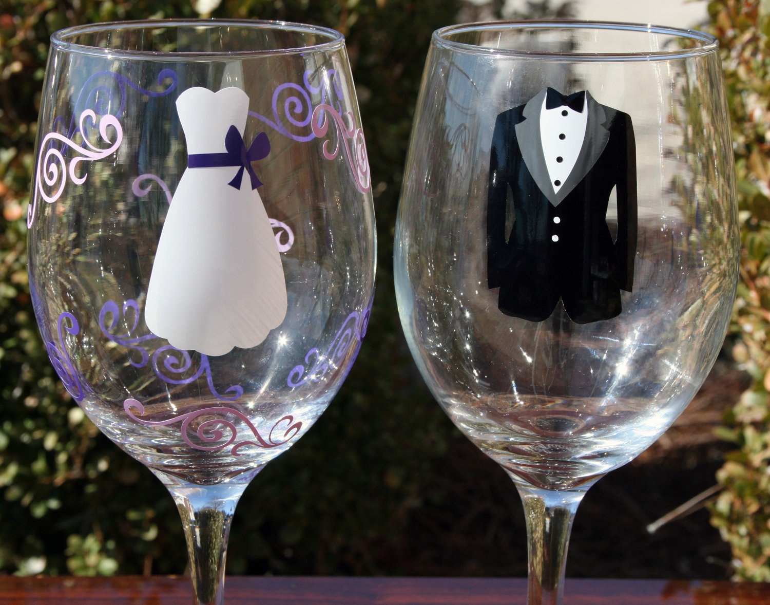 Bride and Groom Wine Glasses by on Etsy