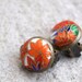 Japanese yuzen chiyogami paper antiqued bronze clip on earrings