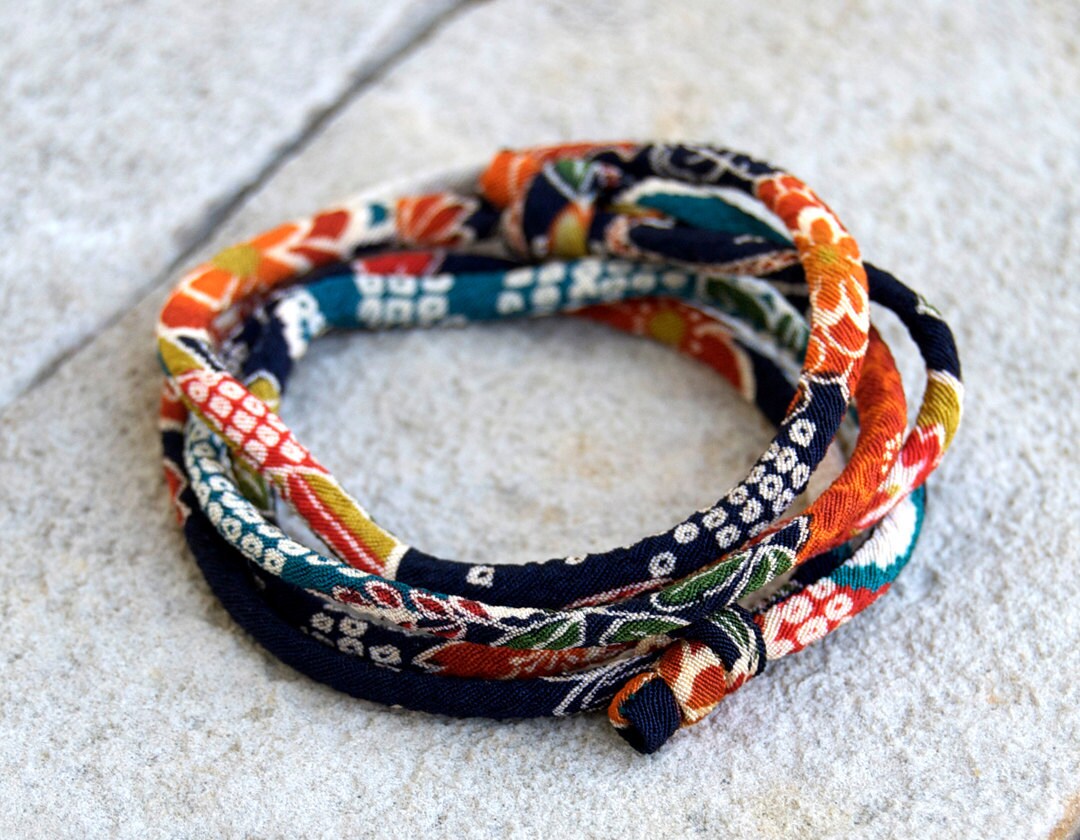 Japanese KIMONO cord Bracelet Japanese chirimen kimono
