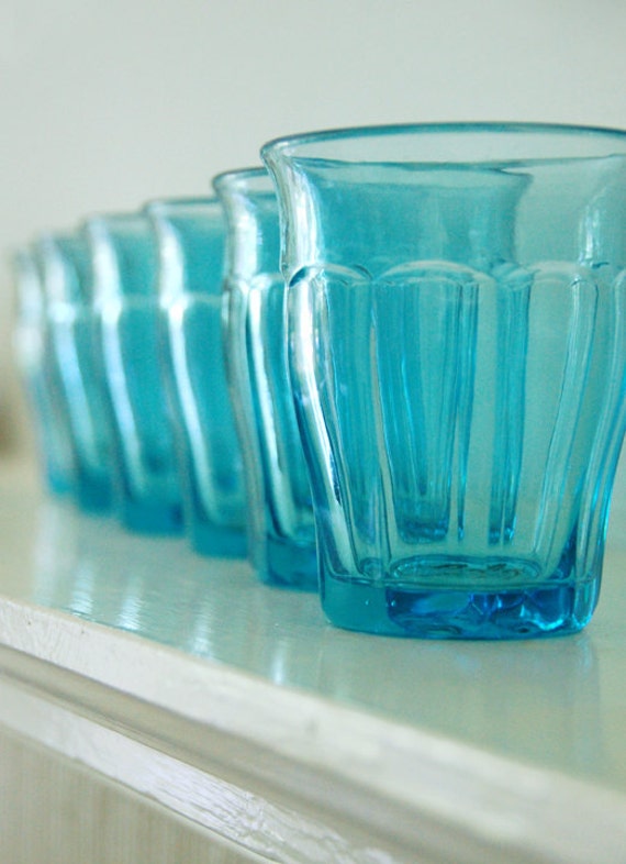 glass tumblers vintage Turquoise 1930s Drinking Vintage Durit Glasses
