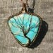 SALE Wire Wrapped Snakeskin Blue Jasper Tree Wire Sculpture in Brass color Wire, Handcrafted Tree Of Life Pendant for Man, Women or Teens