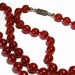 Bright Red Glass Bead Hand Knotted Necklace from Murano - 28" Long