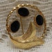 Vintage Brooch Gold and Black Onyx Signed Catamore