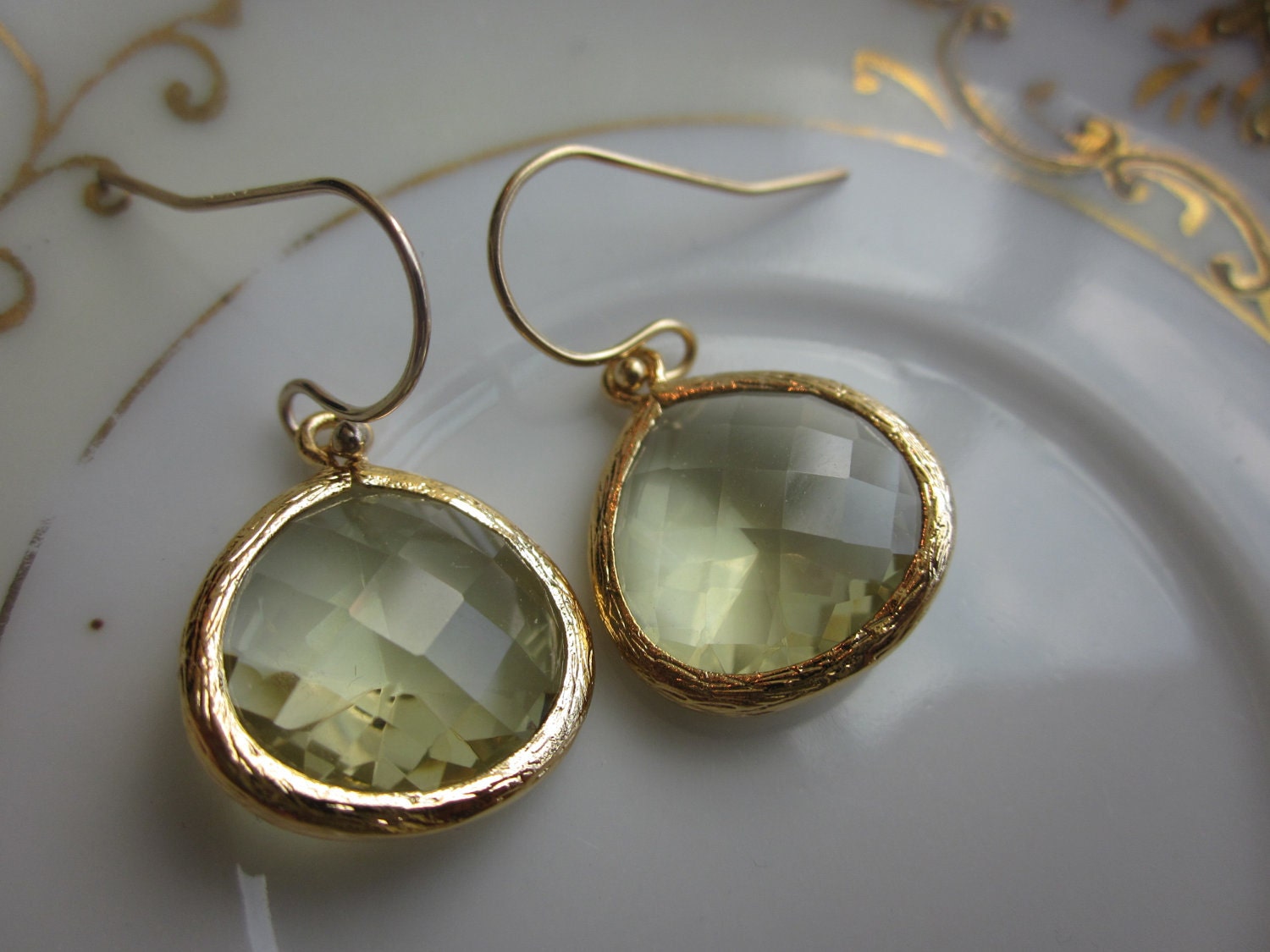 Citrine Earrings Yellow Gold Plated Large Pendant By Laalee 