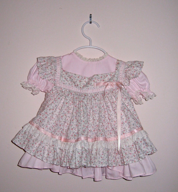 Items similar to Vintage baby dress with removable pinafore - 12 months ...