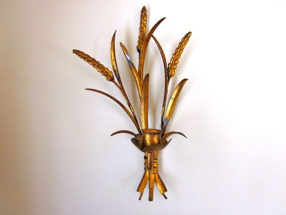 Vintage Gold Wall Sconce Metal Candle Holder