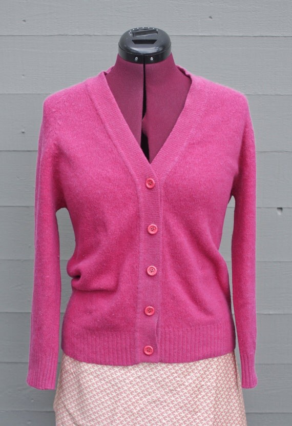 Vintage Fuschia Cardigan by EdwinasVintage on Etsy