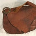 Free Edge Distressed Grain Leather Shoulder Bag in Rust