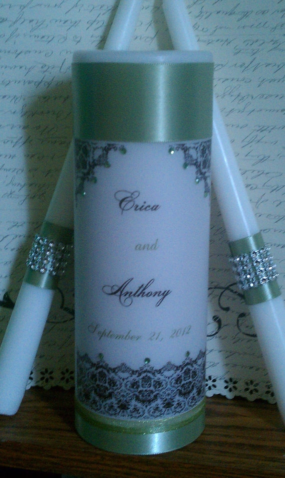 Damask Corners Unity candle set