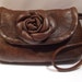 Leather Wristlet/Clutch Bag, floral, brown