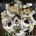 Deco Mesh Burlap BLACK and CREAM BIRDHOUSE Wreath, Spring Wreath, Mother's Day Wreath
