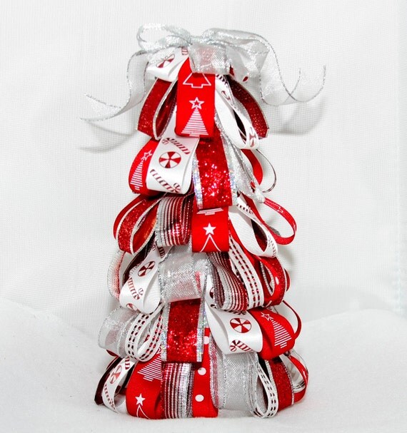 items similar to ribbon christmas tree in red white and items similar to ribbon christmas tree in red white and