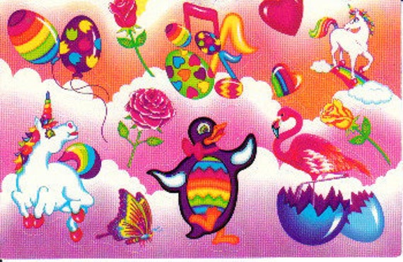 Rare Vintage Lisa Frank Unicorn Penguin and Flamingo Easter