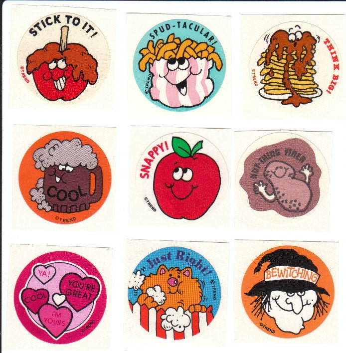 Lot of Vintage Trend Scratch and Sniff Stickers Nine Total