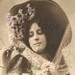 Antique French Postcard RPPC Tinted Photo Pretty Woman in Big Straw Hat and Daisies from Vintage Paper Attic