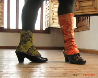 Tall Spats Waterproof victorian steampunk Gaiters one size spat brocade damask