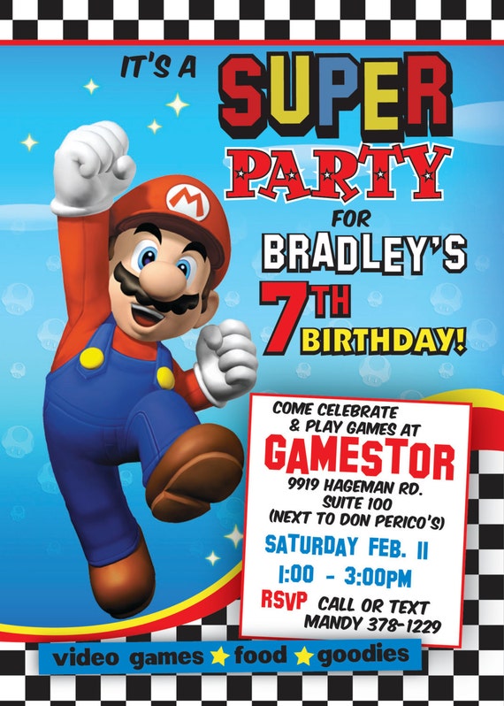 Items Similar To Super Mario Printable Birthday Party Invitation On Etsy