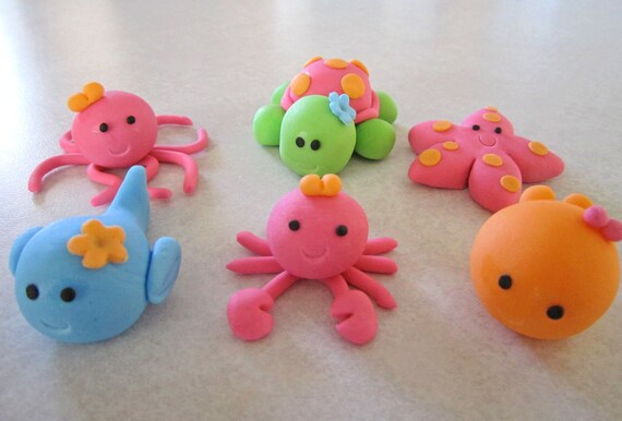 Girly Sea Creature Cupcake Toppers - 1 Dozen Il_570xn