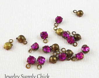 Fuchsia crystal 4mm drop (x12)