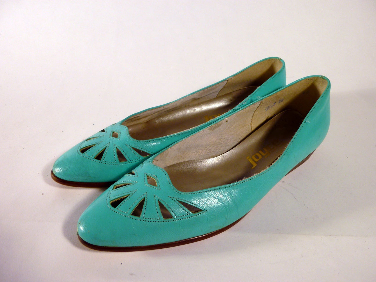 Women's Vintage Leather Teal Flats Shoes by Joyce Size 8.5