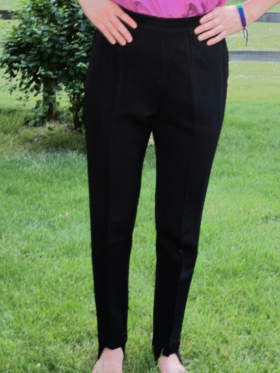 60s Vintage Black Stirrup Pants Hipster Cool