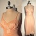 1950s Vintage Nylon Full Slip // Pinky Beige // Floral Lace