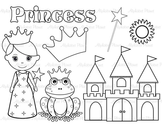 Items similar to Black and White Princess digital clip art set, digital ...