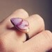 lilac. a peach and purple glass triangle ring.