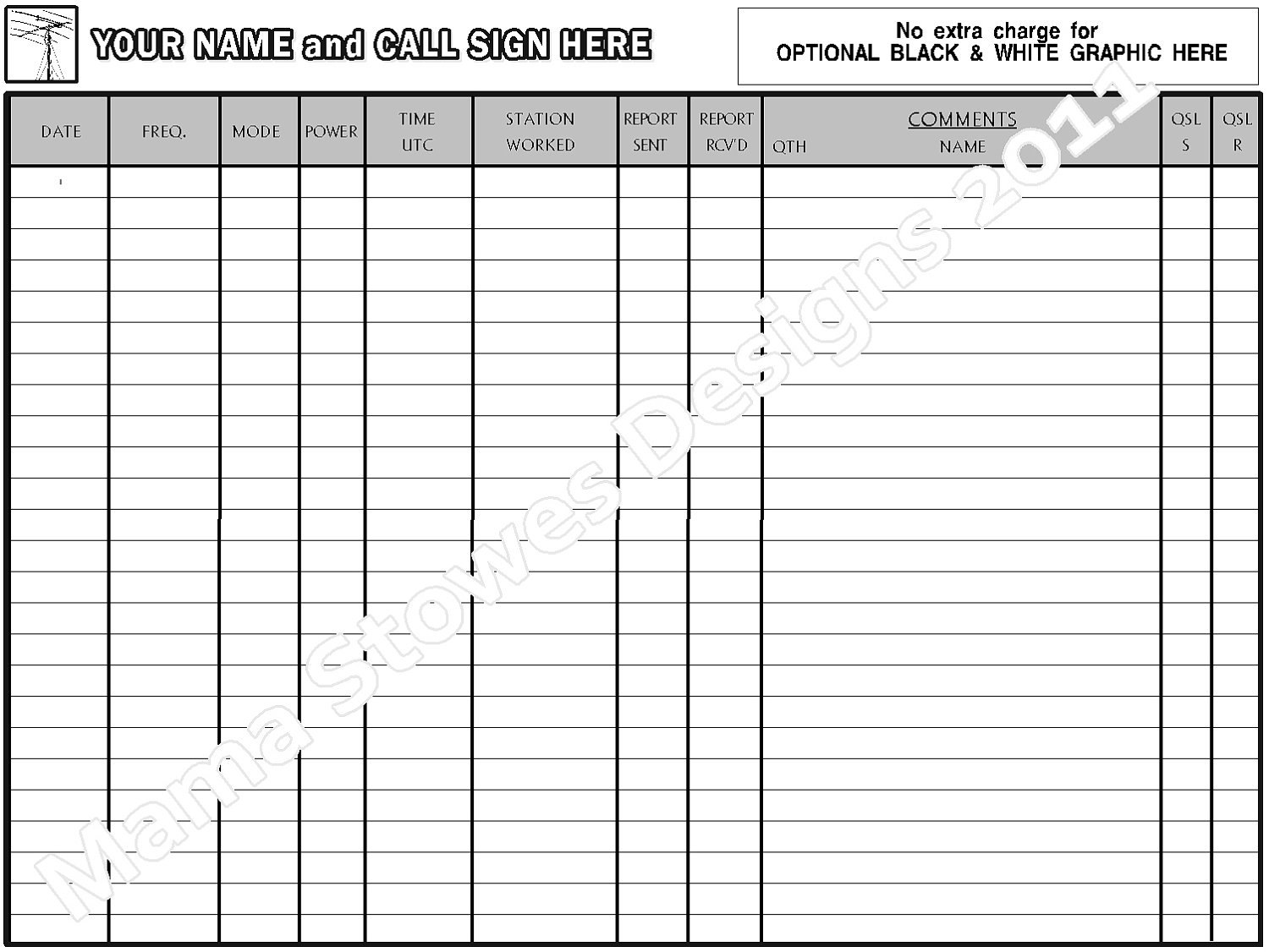 printable ham radio logbook