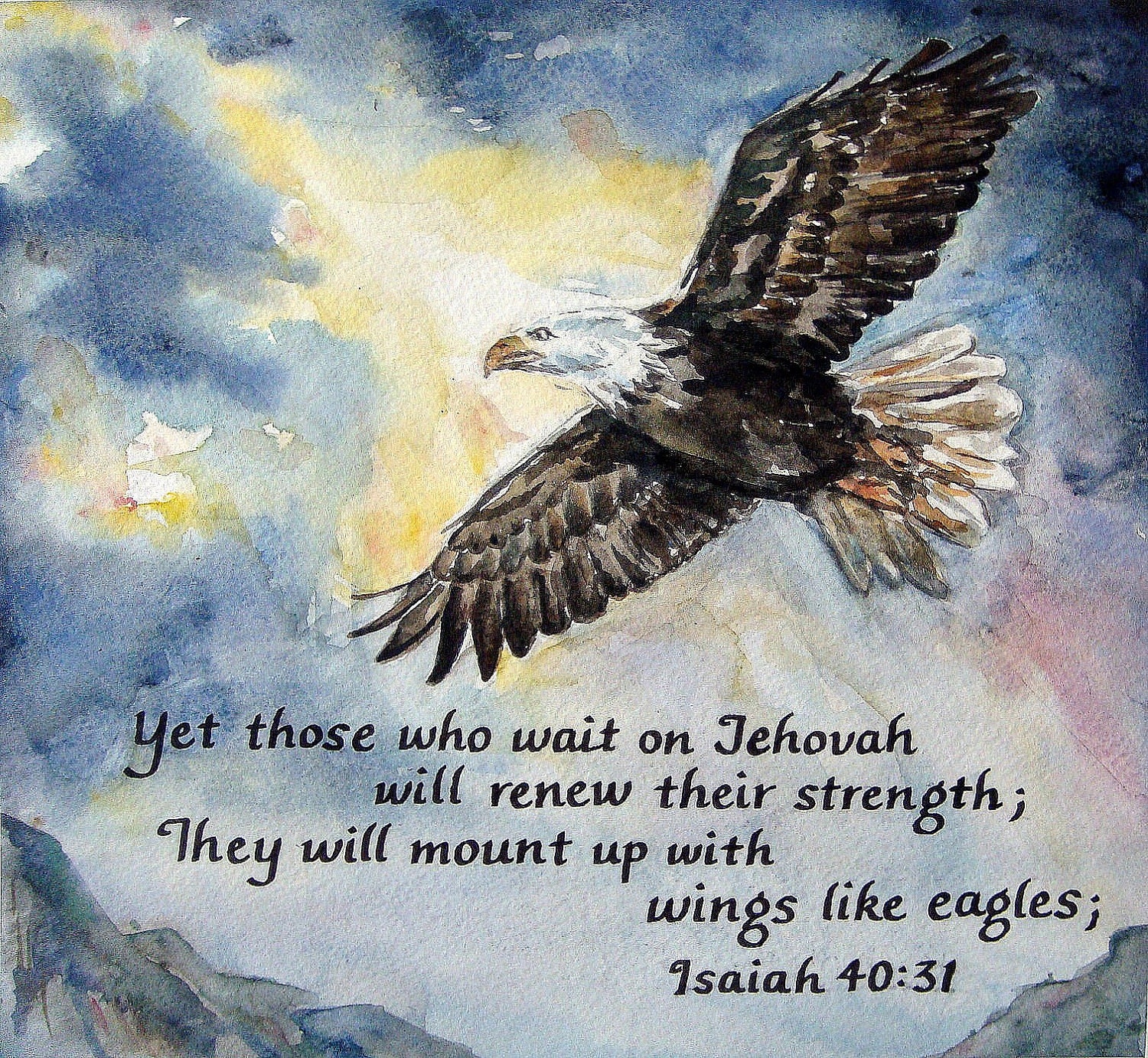 Original Watercolor Bible Verse PaintingIsaiah 40 Wings