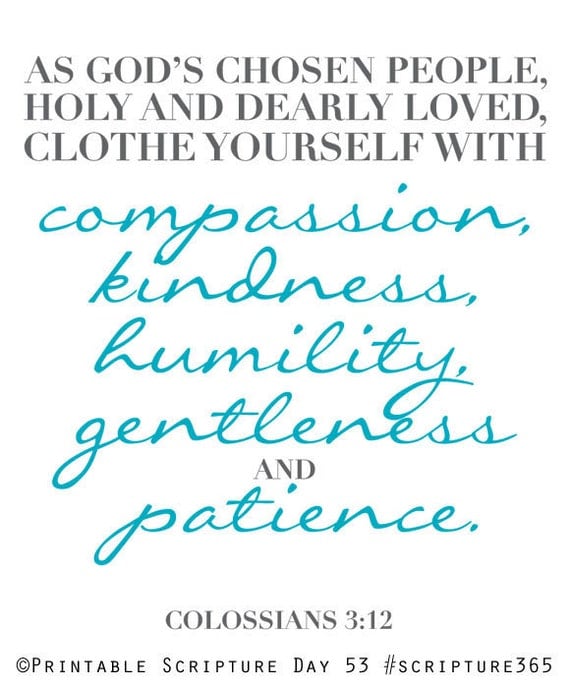Colossians 3:12. PRINTABLE DIY Christian Poster. by AmenPrintables