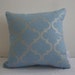 Cushion cover Geometric. Silver design on baby blue Linen/Cotton 35cm x 35cm