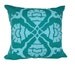 Aqua Door Designs Cushion cover in Floral A. Aqua design on jade green Linen/Cotton 42cmx42cm