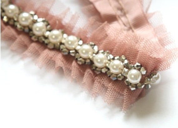 LC41,Cubic Mesh Pearl lace -  1/2YD