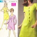 1968 Scalloped Front Flared Mod Mini Dress Vintage Pattern, Simplicity 7638, Scoop Neckline, Fitted Shift or Belted, Sleeve Variations