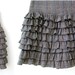 Gray Ruffles Skirt, Vintage Ruffles wool skirt, gray Tartan skirt