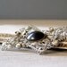 Vintage Silver Black Brooch, Antique Brooch