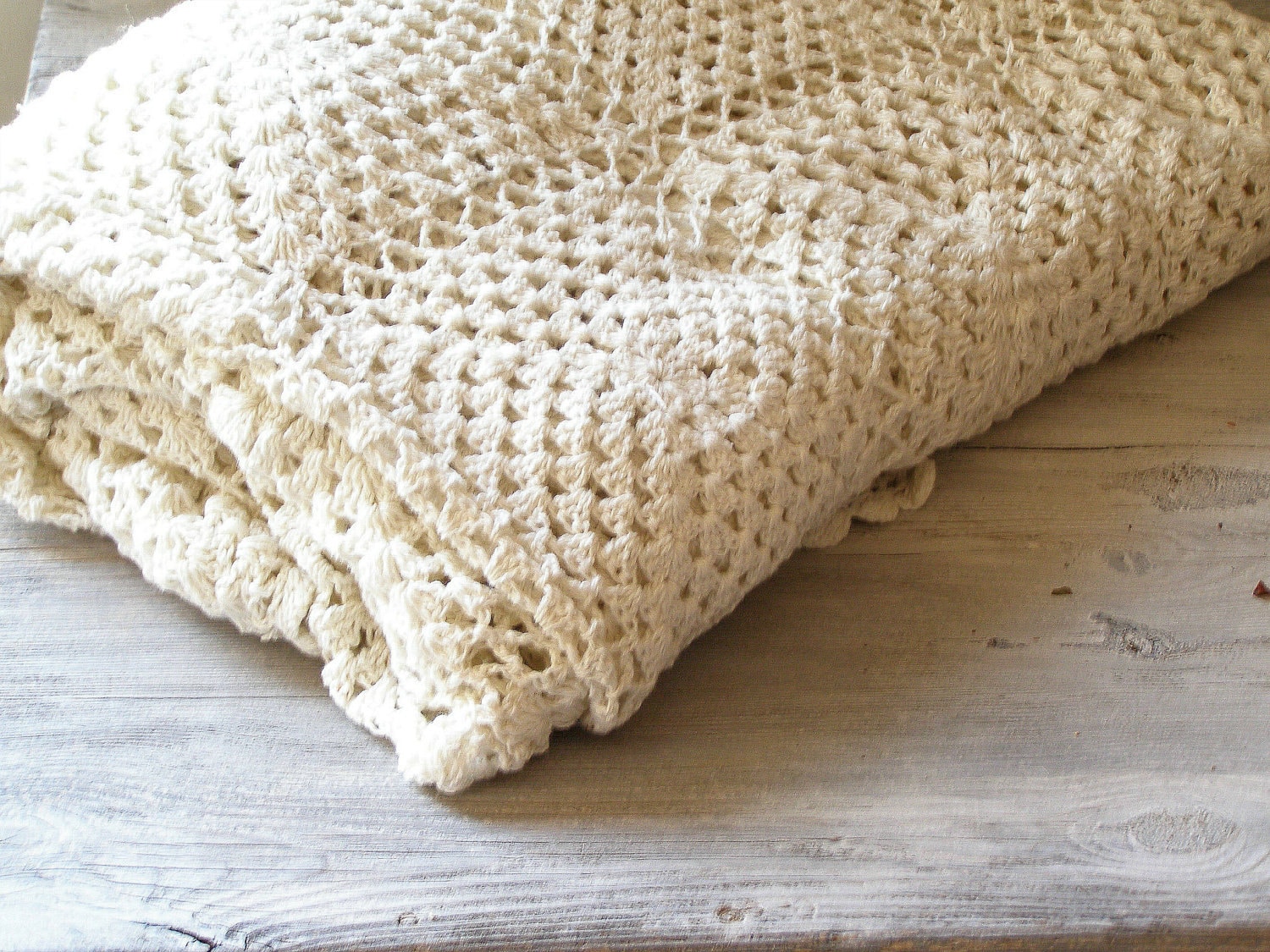 Crochet Bed Cover Shabby chic knitted bed cover by MeshuMaSH