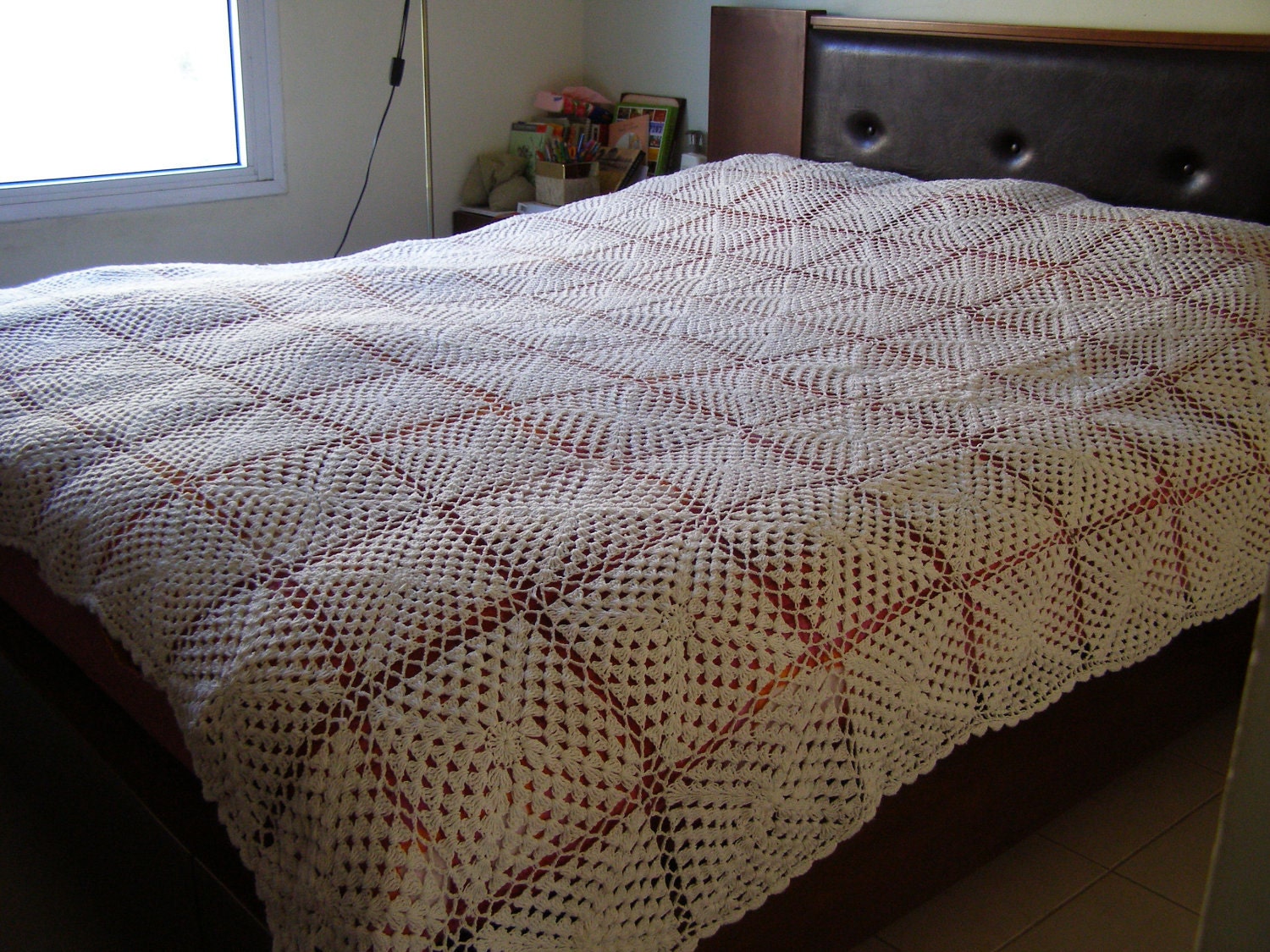 Crochet Bed Cover Shabby chic knitted bed cover Vintage