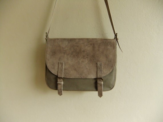 canvas and leather shoulder bag