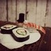 Sushi Lovers Wedding Cake Topper 5" wide x 2.5" tall