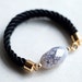 Classical Black and White Rice Faceted agate gemstone Cord Bracelet by pardes israel