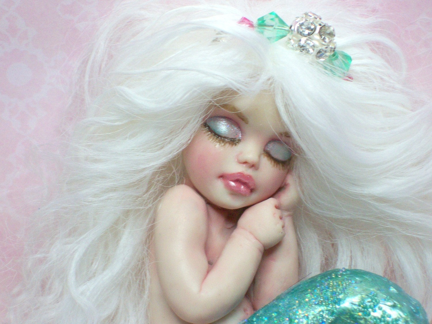 OOAK art doll fantasy mermaid baby polymer clay sculpture