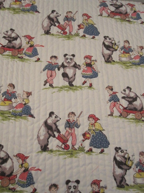 Items similar to Vintage fabric baby quilt on Etsy