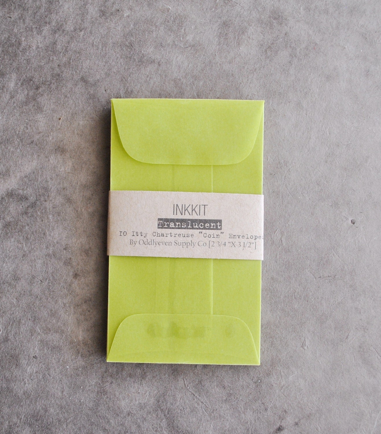 itty chartreuse green translucent coin envelopes 10