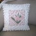 Vintage Chenille 16" Square Pillow Cover and Down Alternative Insert - Soft White, Floral Design - Beautiful