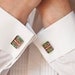 Vintage Cuff links, Green, Red, Metallic Stripes, Soviet Union