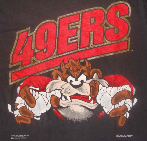 Vintage 91 TAZ San FRANCISCO 49ers FOOTBALL T by vintageteesonline