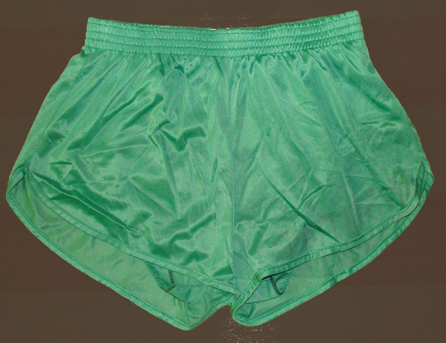 Vintage 80s Retro Green Nylon Running Shorts Medium
